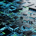 Of a circuit board featuring an array of microchips and electronic Royalty Free Stock Photo