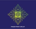 circuit board with fingerprint illustration vector