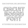 Circuit board font. Vector Alphabet. Royalty Free Stock Photo