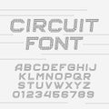 Circuit board font. Vector Alphabet. Royalty Free Stock Photo