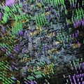 Circuit board futuristic server code processing. Multicolor technology background. 3d rendering