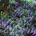 Circuit board futuristic server code processing. Multicolor technology background. 3d rendering Royalty Free Stock Photo