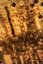 Circuit Board Detail Monochrome Gold Colored Semi Abstract Vignette Background Royalty Free Stock Photo