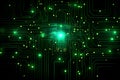 Circuit board green background. Electronic computer hardware technology. Generative AI Royalty Free Stock Photo