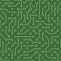 Circuit Board Green Seamless Pattern Background. Vector Royalty Free Stock Photo