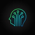 Circuit board head vector colored line icon on dark background Royalty Free Stock Photo