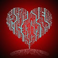 Circuit board in Heart shape with shadow Royalty Free Stock Photo