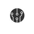 Circuit board icon black in flat style vector illustration on white isolated background. Technology microchip Royalty Free Stock Photo