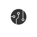 Circuit board icon black in flat style vector illustration on white isolated background. Technology microchip Royalty Free Stock Photo