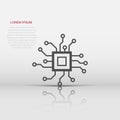 Circuit board icon in flat style. Technology microchip vector illustration on white isolated background. Processor motherboard Royalty Free Stock Photo