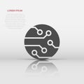 Circuit board icon in flat style. Technology microchip vector illustration on white isolated background. Processor motherboard Royalty Free Stock Photo