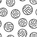 Circuit board icon seamless pattern background. Technology microchip vector illustration. Processor motherboard symbol pattern