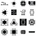 Circuit board icon set Royalty Free Stock Photo