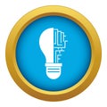 Circuit board inside light bulb icon blue vector isolated Royalty Free Stock Photo