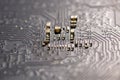 Circuit board with microcircuit detail. Circuit board in pcb texture. Circuit board for digital computing. Circuit board as Royalty Free Stock Photo