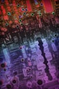 Circuit Board Detail Multicolored Semi Abstract Vignette Background