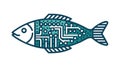 Circuit Board Pattern Fish: Tech-Inspired Aquatic Art, vector design Generative AI Royalty Free Stock Photo