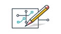 Circuit Board and Pencil Icon, Tech Design Element, vector design Generative AI Royalty Free Stock Photo