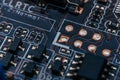 Circuit board repair. Electronic hardware modern technology. Motherboard digital personal computer chip. Tech science background. Royalty Free Stock Photo