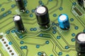 Circuit board with resistors microchips and electronic components background. Computer hardware technology. Integrated Royalty Free Stock Photo