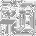 Circuit board seamless pattern black and white Royalty Free Stock Photo