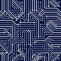 Circuit board seamless pattern, vector background. Microchip technology electronics wallpaper repeat design.