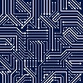 Circuit board seamless pattern, vector background. Microchip technology electronics wallpaper repeat design. Royalty Free Stock Photo