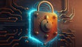 circuit board security concept...Digital Protection: Security Padlock for the Technological Network.