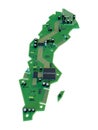 Circuit board shape of Sweden map isolate on white background
