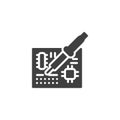 Circuit board soldering vector icon