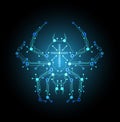 Circuit board spider background. High tech concept