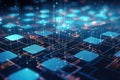 Circuit board, technology background, 3d rendering computer digital image, Data computation layer representing blockchain, AI Royalty Free Stock Photo