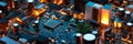 Circuit Board Technology Closeup Advanced technology digital innovation electronic components glowing circuits intricate