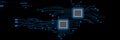 Circuit Board Technology CPU Microprocessor Interface Connection Vector Background. Royalty Free Stock Photo