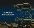 Circuit board technology design with gold concept. media electronics background. illustration element vector