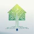 Circuit Board Tree as a Smart EcoHome Royalty Free Stock Photo