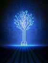 Circuit board tree. Vector background