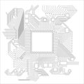 Circuit board vector illustration. Vector electronic circuit high tech illustration. Electronics and robotics Royalty Free Stock Photo