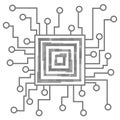 Circuit board on white background. Processor and chip, engineering and tech, motherboard and computer design, illustration