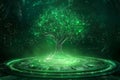 Circuit boards forming a tree symbolize green technology and tech driven environmental solutions, Generated AI