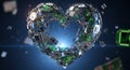 Circuit boards heart shape technology electronics engineering innovation future love data ai Royalty Free Stock Photo