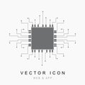 Circuit Chip icon. Processor line vector icon for websites and mobile flat design