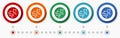 Circuit, computer concept vector icon set, infographic template, flat design colorful web buttons in 5 color options Royalty Free Stock Photo