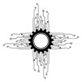 Circuit and gear icon isolated on background. industrial innovation concept. Vector