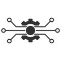 Circuit Gear Raster Icon Flat Illustration