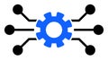 Circuit Gear Raster Icon Flat Illustration