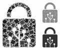 Circuit lock Mosaic Icon of Irregular Elements