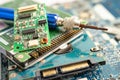 Circuit of main board hardware computer electronic, e-waste Royalty Free Stock Photo