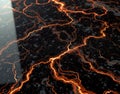 Circuit Marble with binary code veins on obsidian and GPU-inspired copper traces, designed for cyberpunk data center flooring,