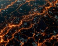 Circuit Marble with binary code veins on obsidian and GPU-inspired copper traces, designed for cyberpunk data center flooring,
